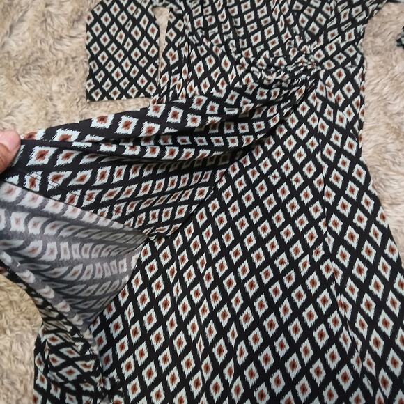 New Karen Kane Blue Diamond Super Stretch Jersey Cascade Faux Wrap Dress Large‎ - Picture 7 of 9